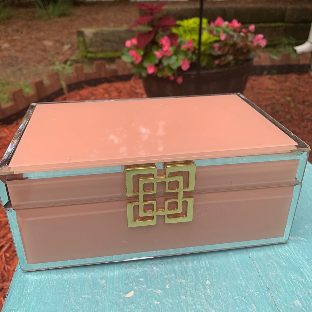Pink Glass Jewelry Box with Gold Clasp